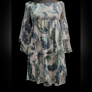 Pinkblush Green and Blue Leaf Print Dress